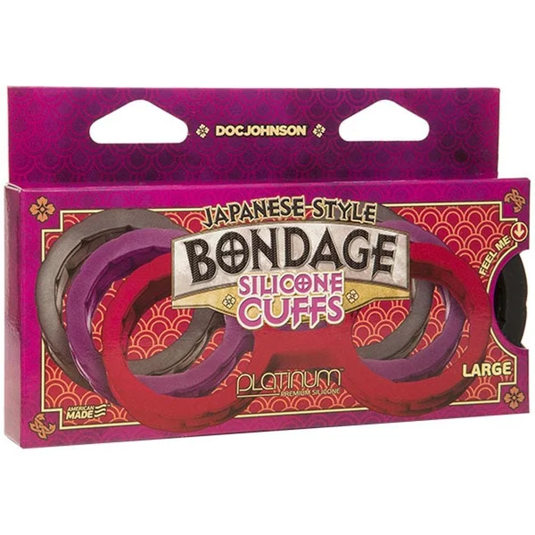 Japanese Bondage - Silicone Cuffs - Large - Black