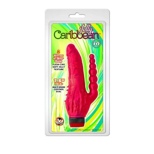 Jelly Caribbean Number 6 Vibrator 7.5in – Red