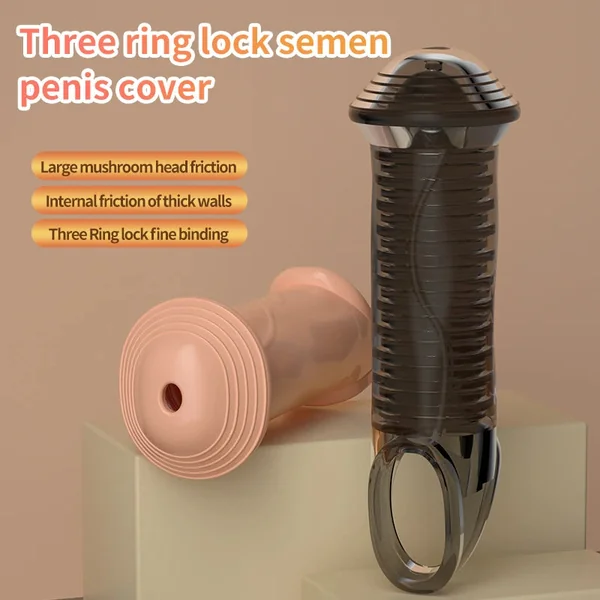 Jelly Cockring Penis Sleeve Sheath - Cock Extender Stand-to-Pee Delay Ejaculation Male Sex Toy