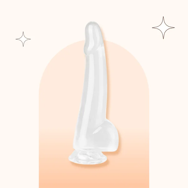 Jelly Soft Silicone Penis Realistic Dildo With Suction Cup And Scrotum