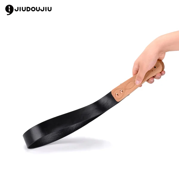 JIUDOUJIU BDSM Leather Spanking Paddle with Wooden Handle