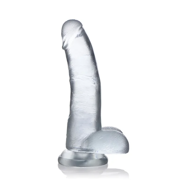 JOCK C-THRU 8IN CLEAR DILDO W/ BALLS TPE