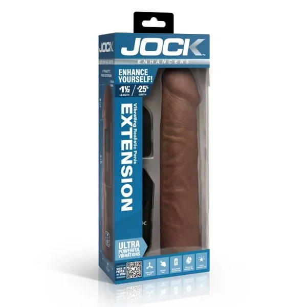 JOCK ENHANCERS 1.5IN REALISTIC PENIS EXTENSION VIBRATING DARK