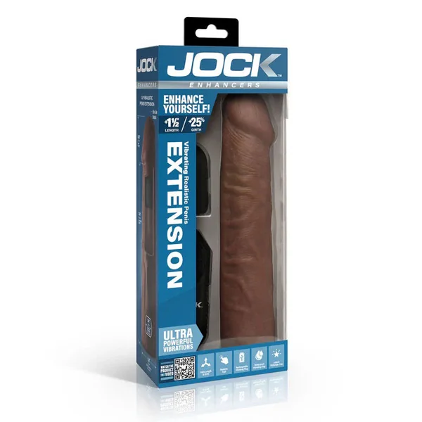 Jock Vibrating 9 Inch Penis Extension with Remote - Dark