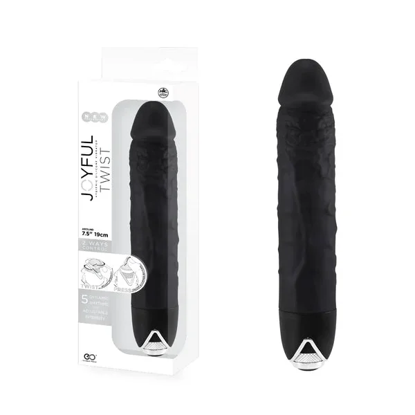 JOYFUL TWIST 7′ SILICONE VIBRATOR – BLACK