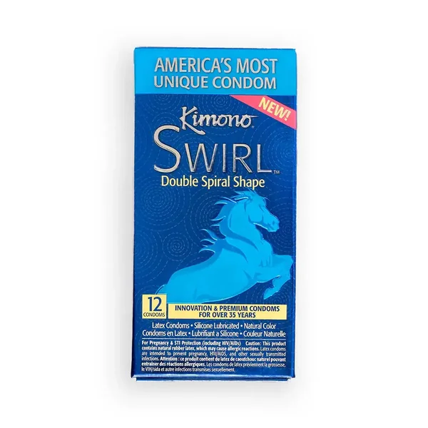 Kimono Swirl Condoms Double Helix Shaped 12-Pack