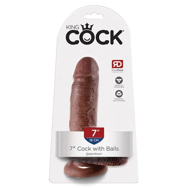 King Cock 7" Cock with Balls - Brown