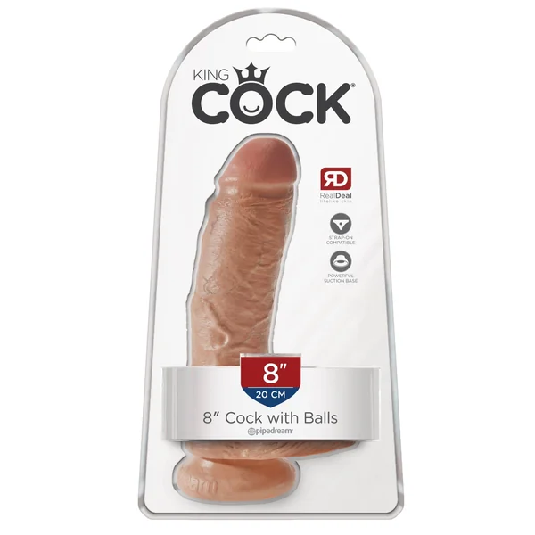 King Cock 8" Cock With Balls - Tan