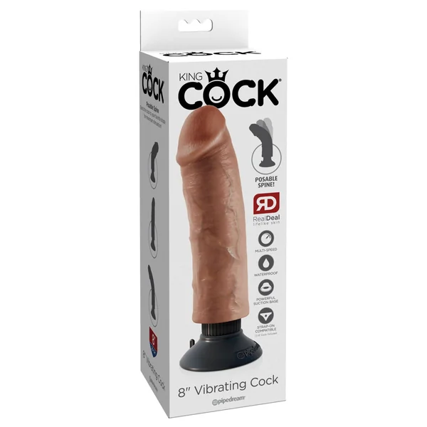King Cock 8" Vibrating Cock - Tan
