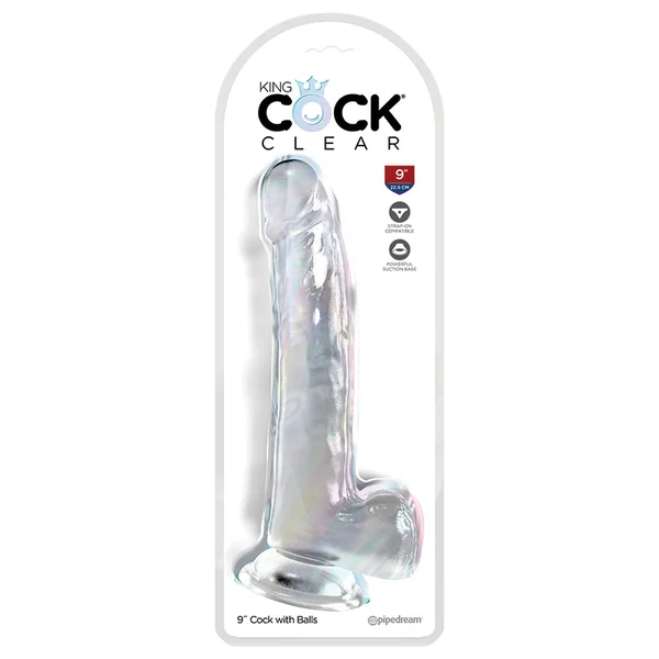 King Cock Clear 9" Cock with Balls - Clear