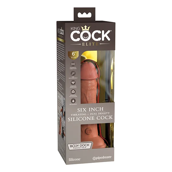 KING COCK ELITE 6 IN VIBRATING DUAL DENSITY TAN