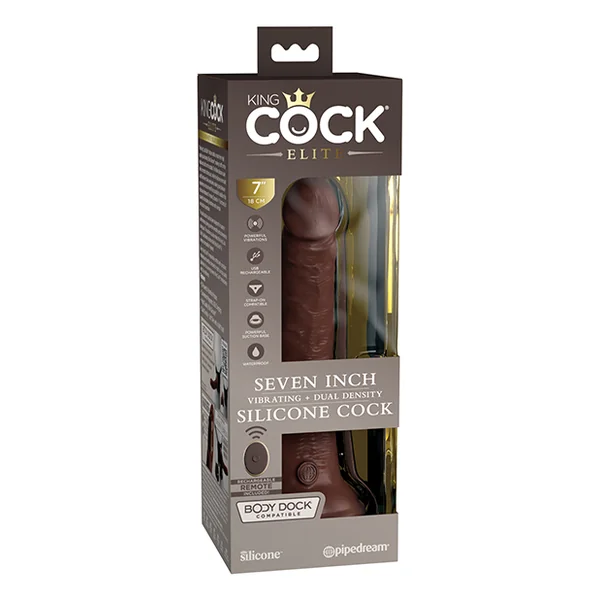 KING COCK ELITE 7 IN VIBRATING DUAL DENSITY BROWN