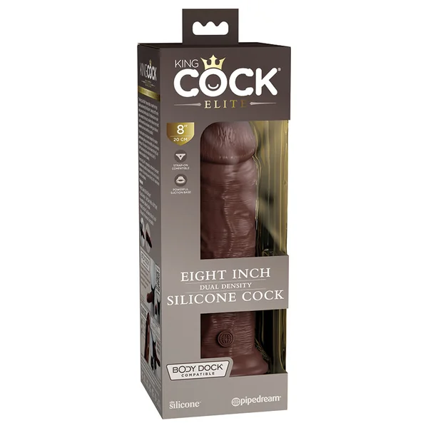 King Cock Elite 8" Silicone Dual Density Cock - Brown