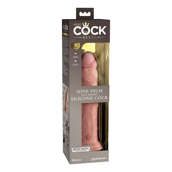 King Cock Elite 9" Dual Density Silicone Cock - Light