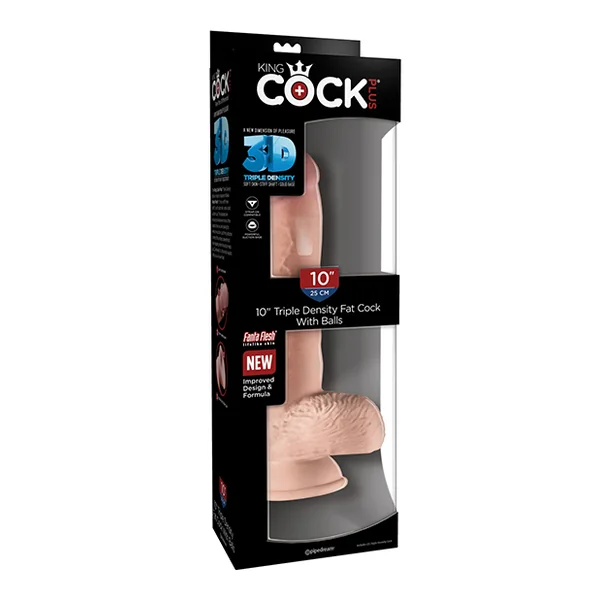 KING COCK PLUS 10 IN TRIPLE DENSITY FAT COCK W/ BALLS LIGHT