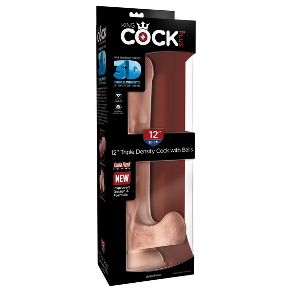 KING COCK PLUS 12 IN TRIPLE DENSITY COCK W/BALLS LIGHT