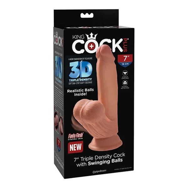 King Cock Plus 7″ Triple Density Cock W/swinging Balls – Tan