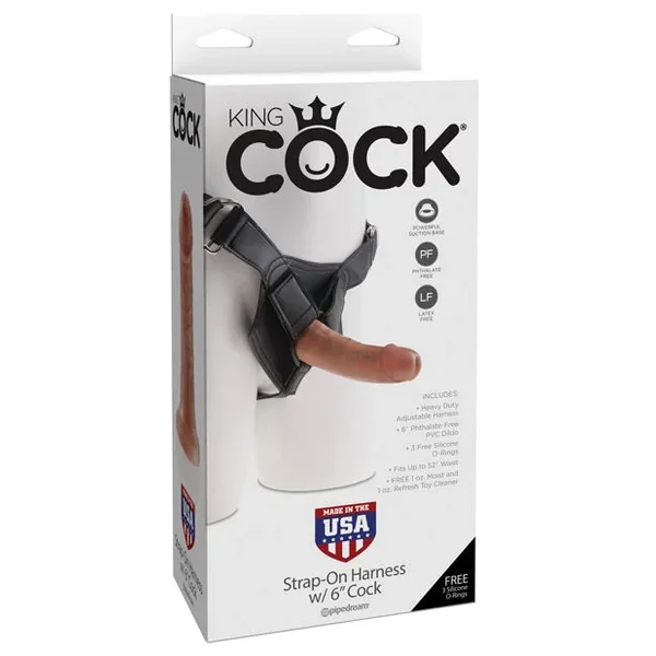 “King Cock Strap On Harness W/6″” Cock”