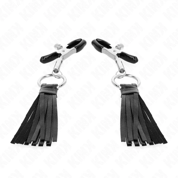 KINK - LEATHERETTE TASSEL NIPPLE CLAMPS 6 CM