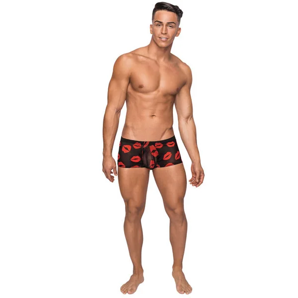 Kiss Me Stretch Mesh Mini Short Blk-rd Lg