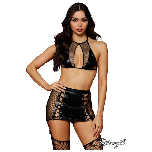 Lace Up Leather Set by Dreamgirl