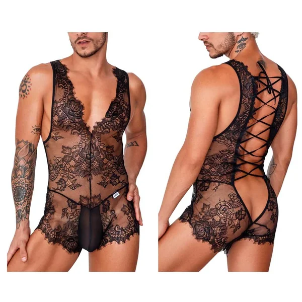 Lace Up Open Back Bodysuit