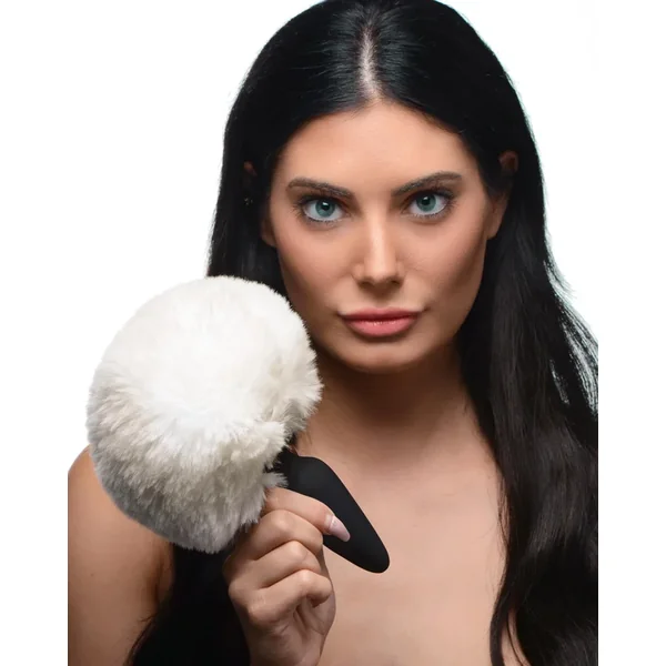 Large Anal Plug With Interchangeable Bunny Tail – White