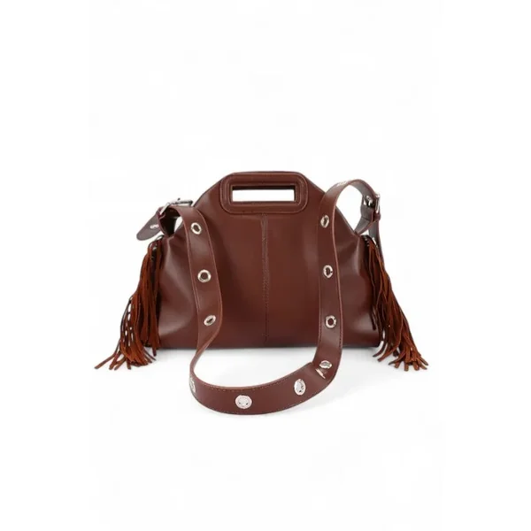 Leather Fringe Top Handle Convertible Shoulder Bag