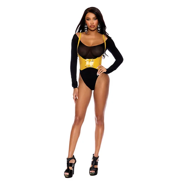 Leather Harness w/Adjustable Buckle Straps and Front Velcro Buckle Closure - Yellow