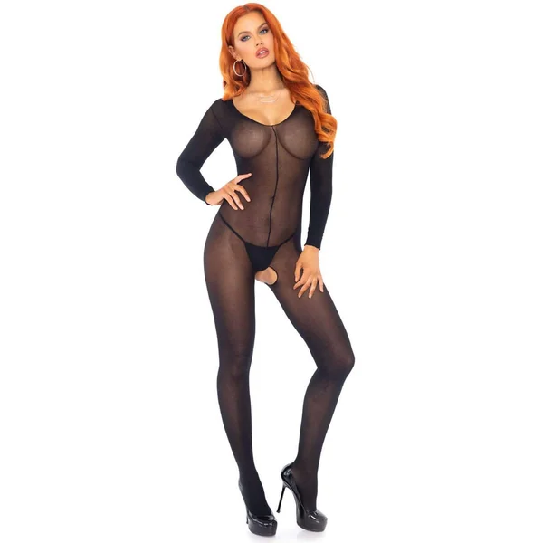 Leg Avenue – Catsuit Sheer Long Sleeves – Black