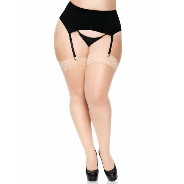Leg Avenue Sheer Back Seam Hold-Up Stockings - Curvy