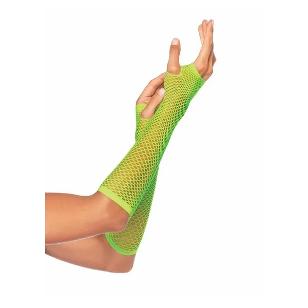 Leg Avenue Triangle Net Finglerless Gloves – O/S – Neon Green