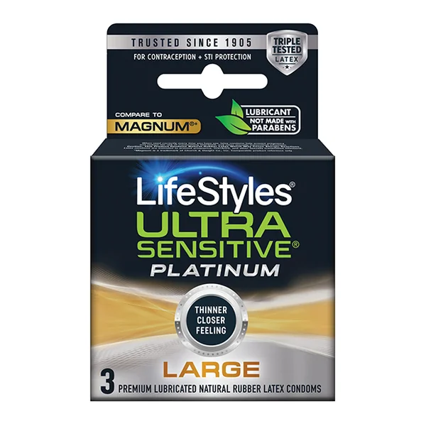 LIFESTYLES ULTRA SENSITIVE PLATINUM LARGE 3PK