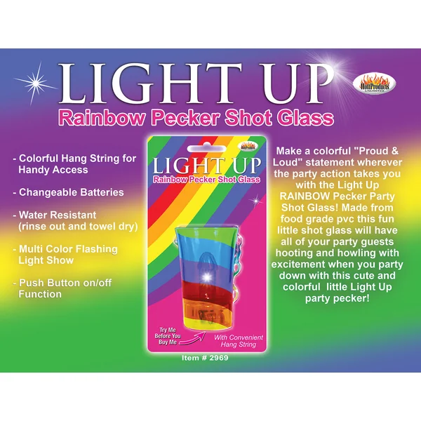 LIGHT UP RAINBOW PECKER SHOT GLASS