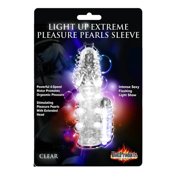 LIGHT UP VIBRATING PLEASURE SLEEVE CLEAR