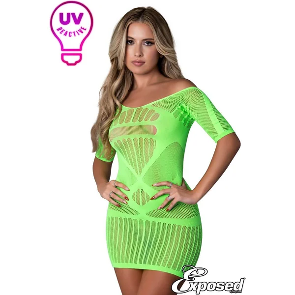 Long Sleeve Mini Net Dress Chemise by Magic Silk