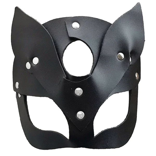 Love In Leather Half Face Mask With Cat Ears