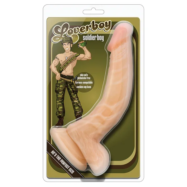 Loverboy Soldier Boy Realistic G-Spot Beige 8-Inch Long Dildo With Balls & Suction Cup Base
