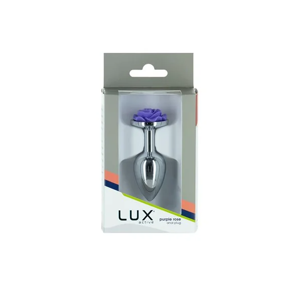 Lux Active Purple Rose 3.5in Metal Butt Plug Small