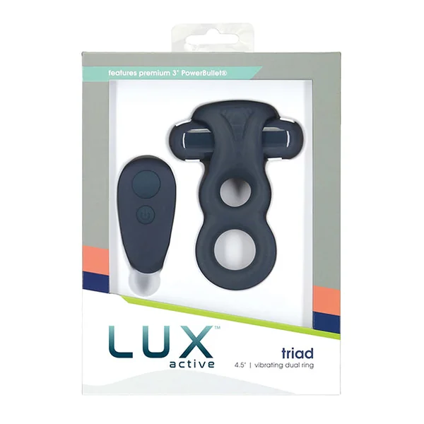 Lux Active Triad 4.5" Vibrating Dual Ring W-remote - Dark Blue