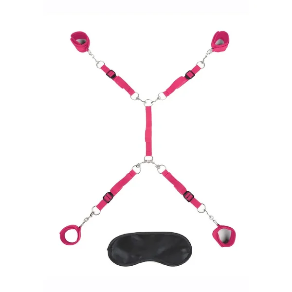 Lux Fetish Bed Spreader Kit 7 Piece – Hot Pink