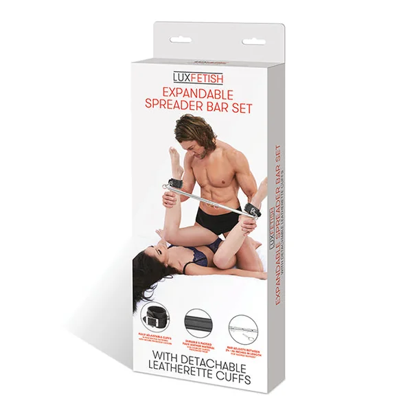 Lux Fetish Expandable Bar Spreader Set W/leatherette Cuffs