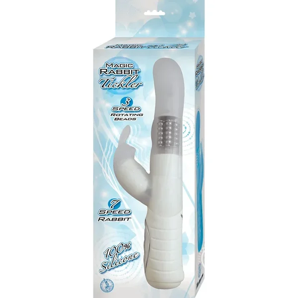 Magic Rabbit Tickler Silicone Rabbit Vibrator Waterproof White 8.5 Inch