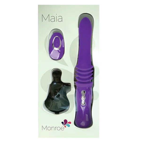 Maia MONROE Rechargable Silicone Thrusting Portable Love Machine - Purple 12.5"