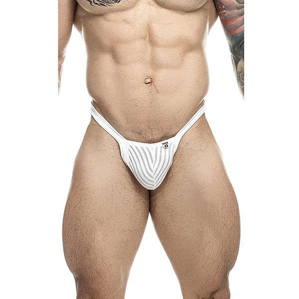 Male Basics Y Buns Thong White Sheer Xl