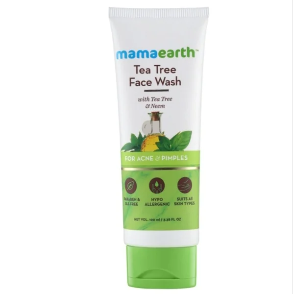 MAMAEARTH TEA TREE FACE WASH WITH TEA TREE & NEEM FOR ACNE & PIMPLES (100ml)