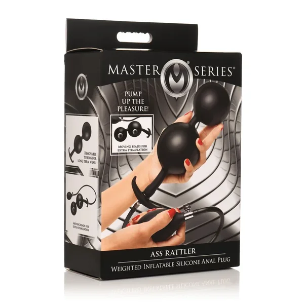 Master Series Ass Rattler Weighted Inflatable Silicone Anal Plug – Black