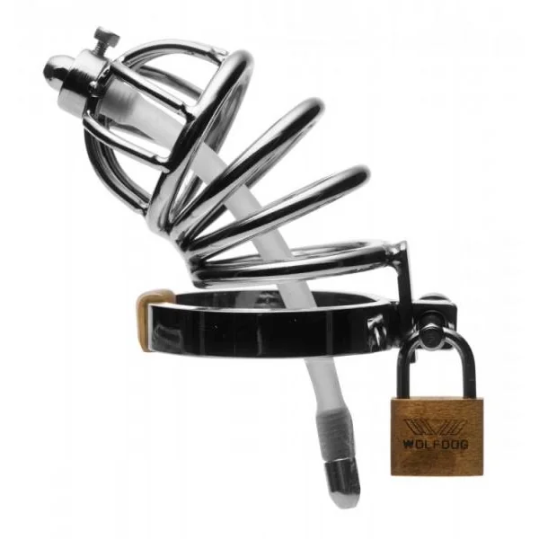 Master Series Chastity Cage with Flexible Urethral Plug