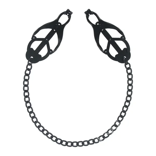Master Series Monarch Noir Chained Clover Nipple Clamps – Black
