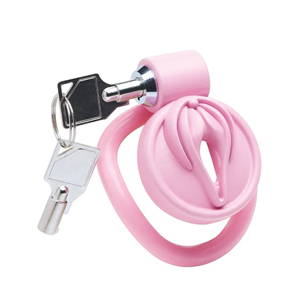 Master Series Pussification Vulva Locking Chasity Cage - Pink